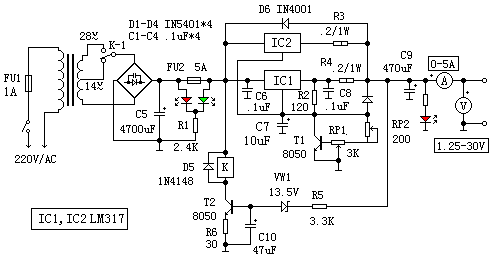 LM317可調穩壓電源電路