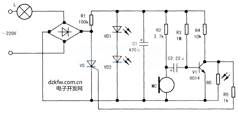 聲光控制延時開關(guān)電路圖