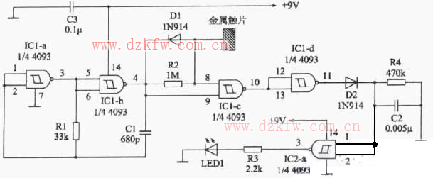 觸摸開關電路原理圖
