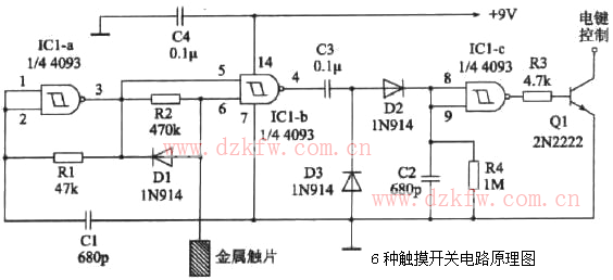 觸摸開關電路原理圖