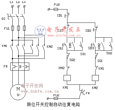 限位開關控制自動往復電路