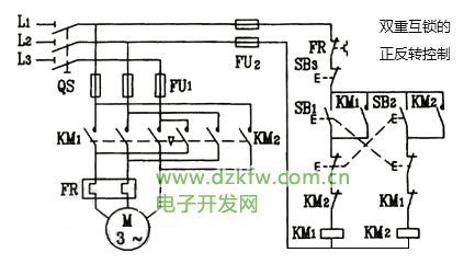 三相電動機接觸器按鈕雙重互鎖正反轉電路圖,電機正反轉的按鈕互鎖電路